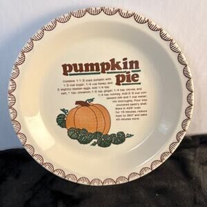 VINTAGE MOUNT CLEMENS POTTERY MADE IN JAPAN PUMPKIN PIE BAKER DISH RECIPE